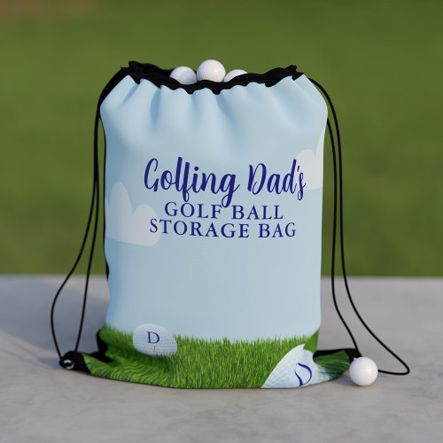 Personalized Golf Ball Storage Golfer Dad Drawstring Bag