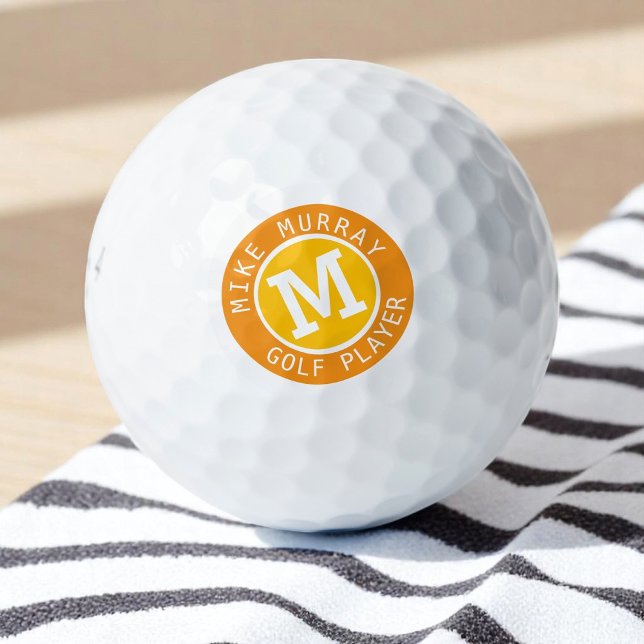 Personalized Golf Ball with yellow-orange monogram (Creator Uploaded)