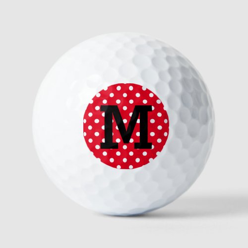 Personalized golf balls with red polka dots print