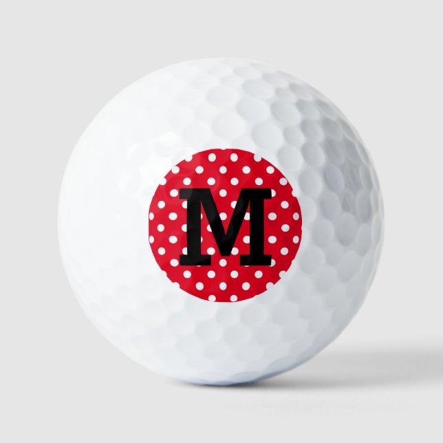 Personalized golf balls with red polka dots print (Front)