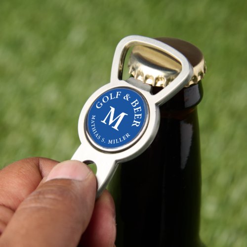 Personalized GOLF  BEER Monogram on Blue Divot Tool