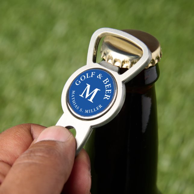 Personalized GOLF & BEER Monogram on Blue Divot Tool (Insitu 2)
