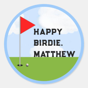 Personalized Golf Birthday Classic Round Sticker