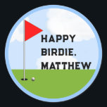 Personalized Golf Birthday Classic Round Sticker<br><div class="desc">Funny golf gift stickers and party favor labels for golf-lover. Edit text to add name of your favorite golfer.</div>