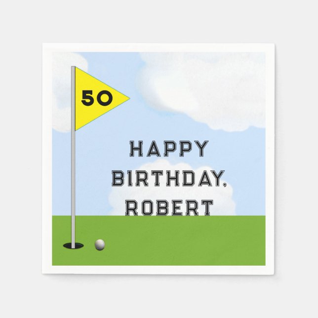Personalized Golf Birthday Napkins (Front)