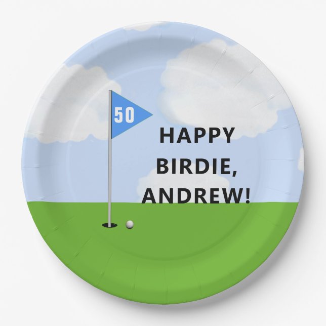 Personalized Golf Birthday Paper Plates (Front)