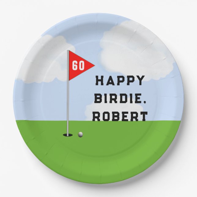 Personalized Golf Birthday Paper Plates (Front)