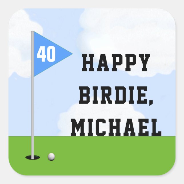 Personalized Golf Birthday Square Sticker (Front)
