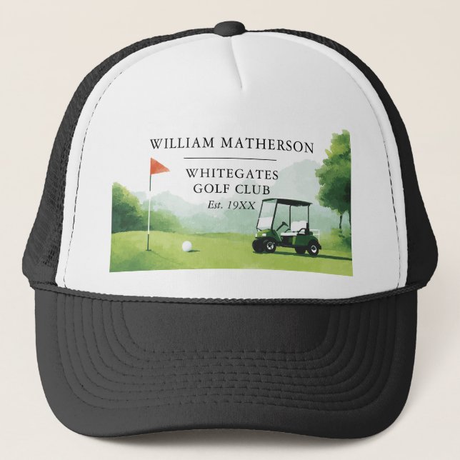 Personalized Golf Buggy Club Name Trucker Hat (Front)