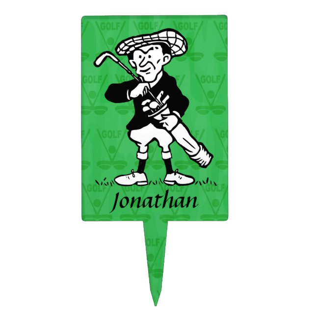 Personalized golf cartoon golfer cake topper (Front)