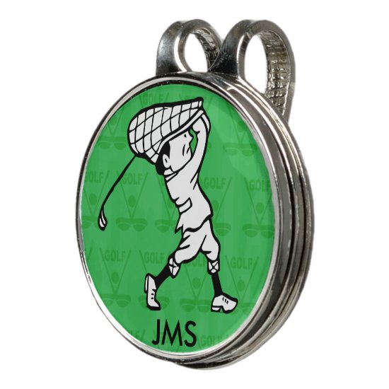 Personalized golf cartoon golfer golf hat clip