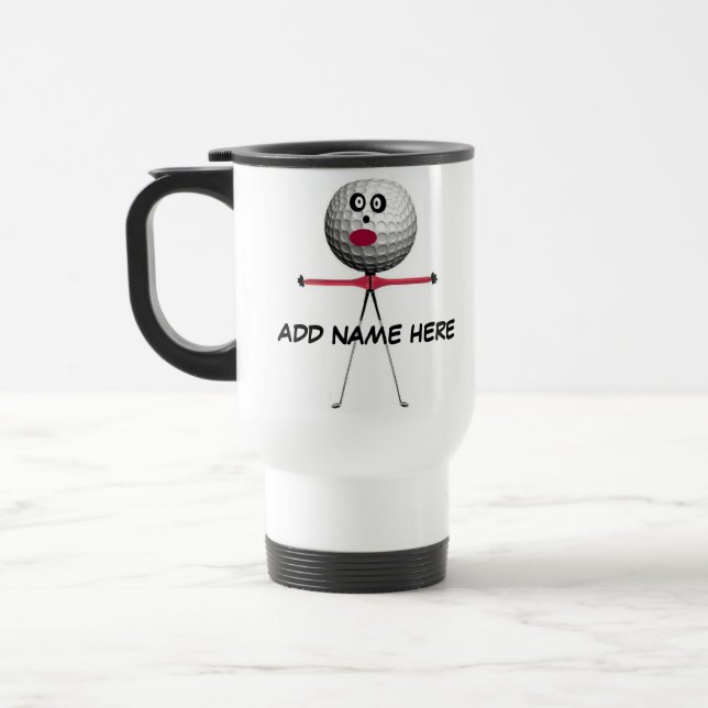 Personalized Golf Cartoon Travel Mug (Left)