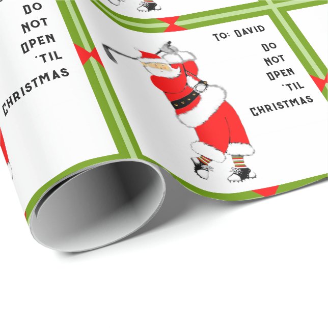 Personalized Golf Christmas Gift Wrapping Paper (Roll Corner)