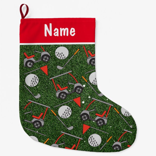 Personalized Golf Christmas Gifts Golf themed Large Christmas Stocking (Front)