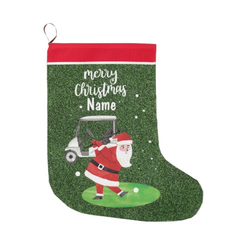 Personalized Golf Christmas Gifts with Santa Claus Large Christmas Stocking