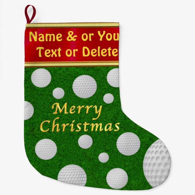 Personalized, Golf Christmas Stocking for Him, Her (Front)