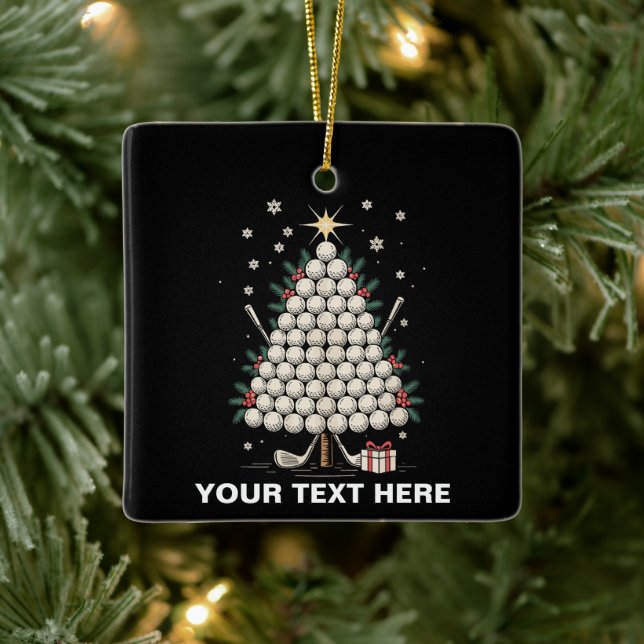 Personalized Golf Christmas Tree Equipment Family Ceramic Ornament (Tree)
