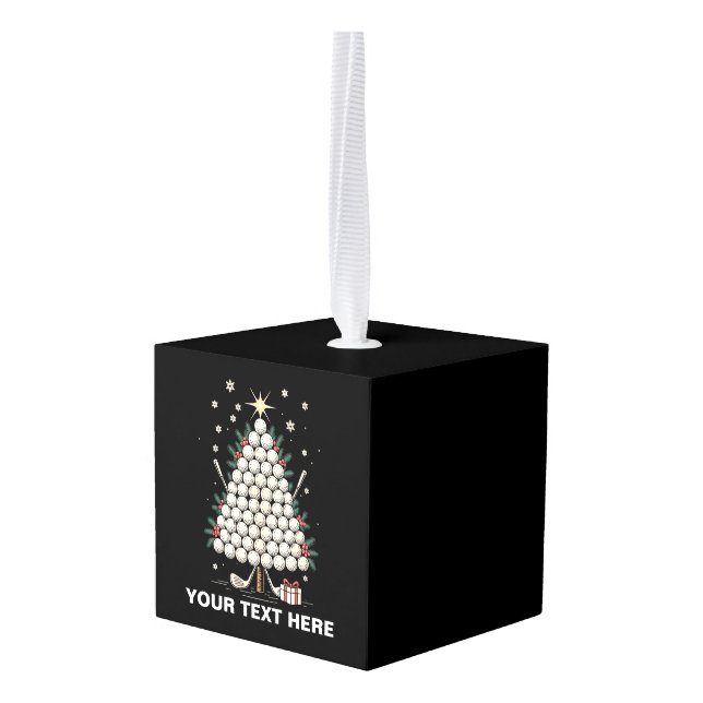 Personalized Golf Christmas Tree Equipment Family Cube Ornament (Back Angled)