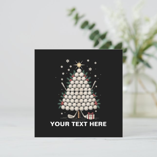 Personalized Golf Christmas Tree Equipment Family Holiday Card (Standing Front)
