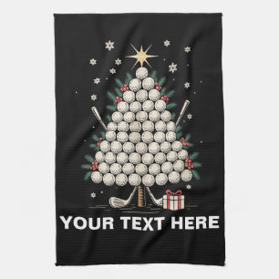 Personalized Golf Christmas Tree Equipment Family Kitchen Towel