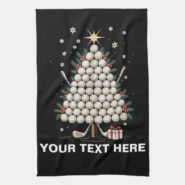 Personalized Golf Christmas Tree Equipment Family Kitchen Towel (Vertical)