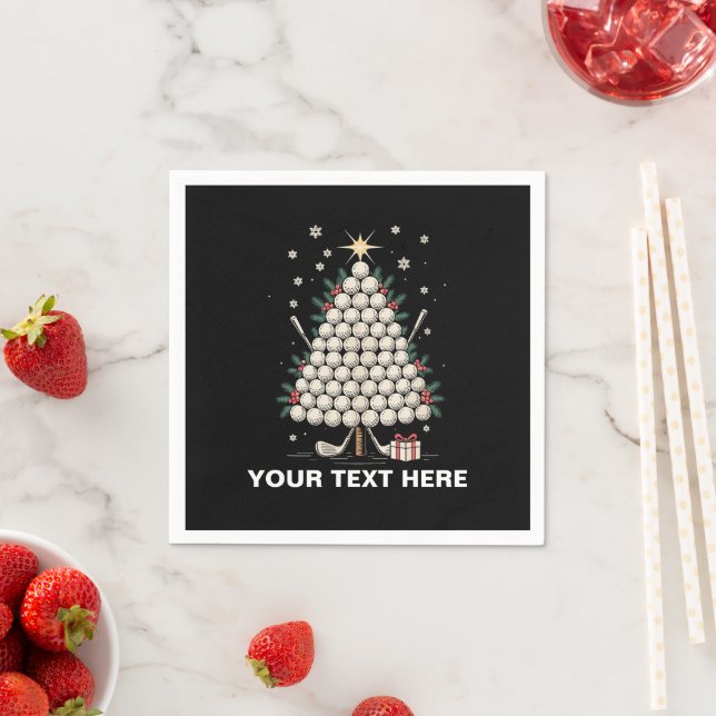 Personalized Golf Christmas Tree Equipment Family Napkins (Insitu)