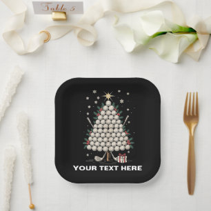 Personalized Golf Christmas Tree Equipment Family Paper Plates