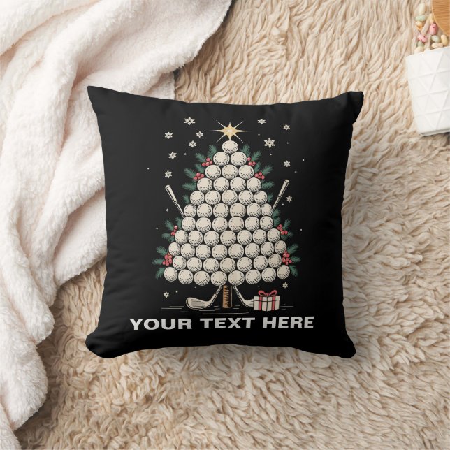 Personalized Golf Christmas Tree Equipment Family Throw Pillow (Blanket)
