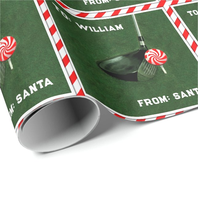 Personalized Golf Christmas Wrapping Paper (Roll Corner)