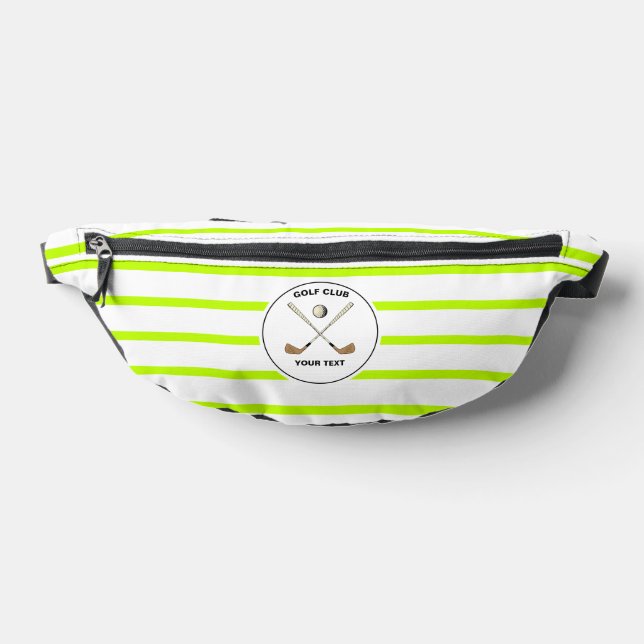 Personalized Golf Club Golfer Lime Green Striped  Fanny Pack (Lay Down)