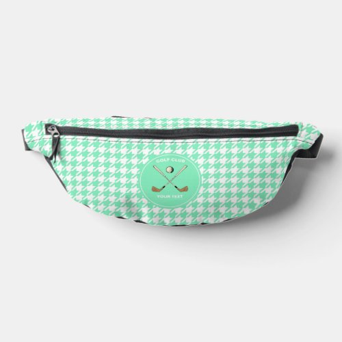 Personalized Golf Club Golfer Mint Houndstooth Fanny Pack