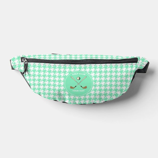 Personalized Golf Club Golfer Mint Houndstooth Fanny Pack (Lay Down)
