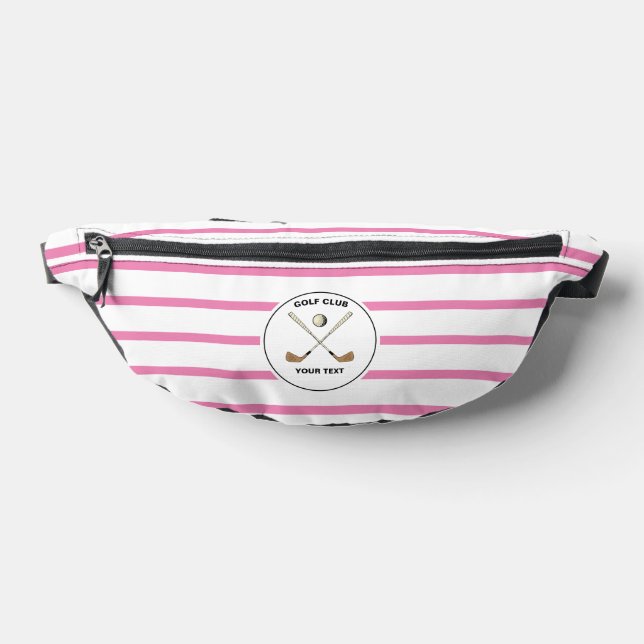 Personalized Golf Club Golfer Pink Striped  Fanny Pack (Lay Down)