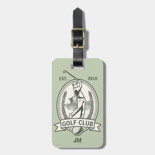 Personalized golf club monogram design with golfer luggage tag