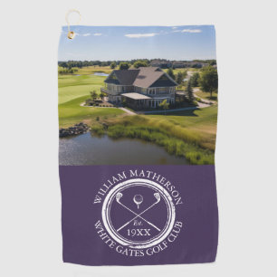 Personalized Golf Club Name And Photo Purple Towel