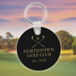 Personalized Golf Club Name Black And Gold Keychain<br><div class="desc">Personalize with the name of your golf club and established date. Designed by Thisisnotme©</div>