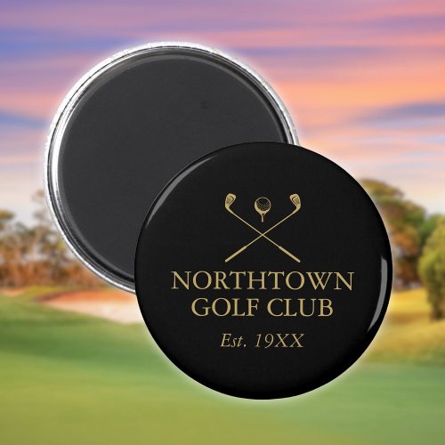 Personalized Golf Club Name Black And Gold Magnet