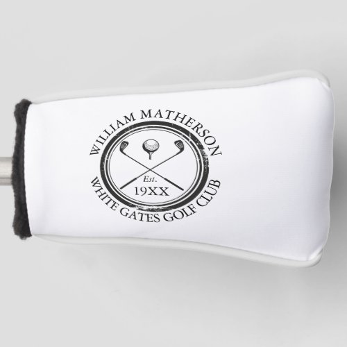 Personalized Golf Club Name Black And White Golf Head Cover