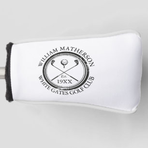 Personalized Golf Club Name Black And White Head Cover