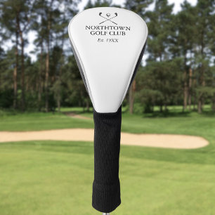 Personalized Golf Club Name Black And White Head Cover