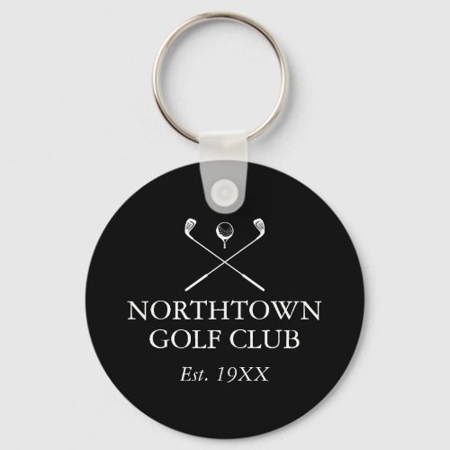 Personalized Golf Club Name Black And White Keychain