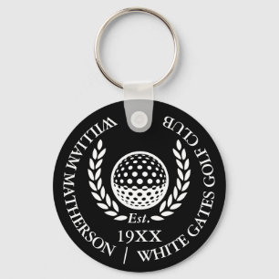 Personalized Golf Club Name Black And White Keychain