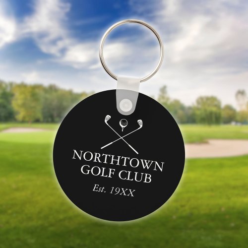 Personalized Golf Club Name Black And White Keychain