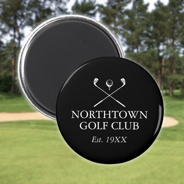Personalized Golf Club Name Black And White Magnet (Personalized Golf Club Name Black And White Magnet)