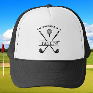 Personalized Golf Club Name Black White Trucker Hat