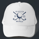 Personalized Golf Club Name Classic Trucker Hat<br><div class="desc">the perfect blend of comfort, function, and laid-back attitude. Featuring a breathable mesh back, adjustable snap closure, and bold front design, this hat is made for everyday wear. Whether you're hitting the road, running errands, or hanging out outdoors, it adds the right touch of casual flair to any outfit. Great...</div>