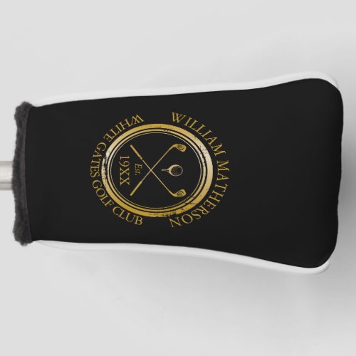 Personalized Golf Club Name Custom Gold And Black Golf Head Cover