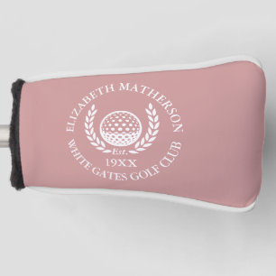 Personalized Golf Club Name Dusty Rose Pink Head Cover