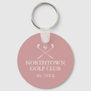 Personalized Golf Club Name Dusty Rose Pink Keychain