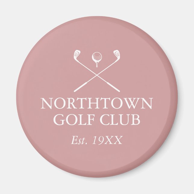 Personalized Golf Club Name Dusty Rose Pink Magnet (Front)